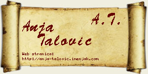 Anja Talović vizit kartica